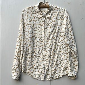 Sandro White and Gold floral button-up shirt